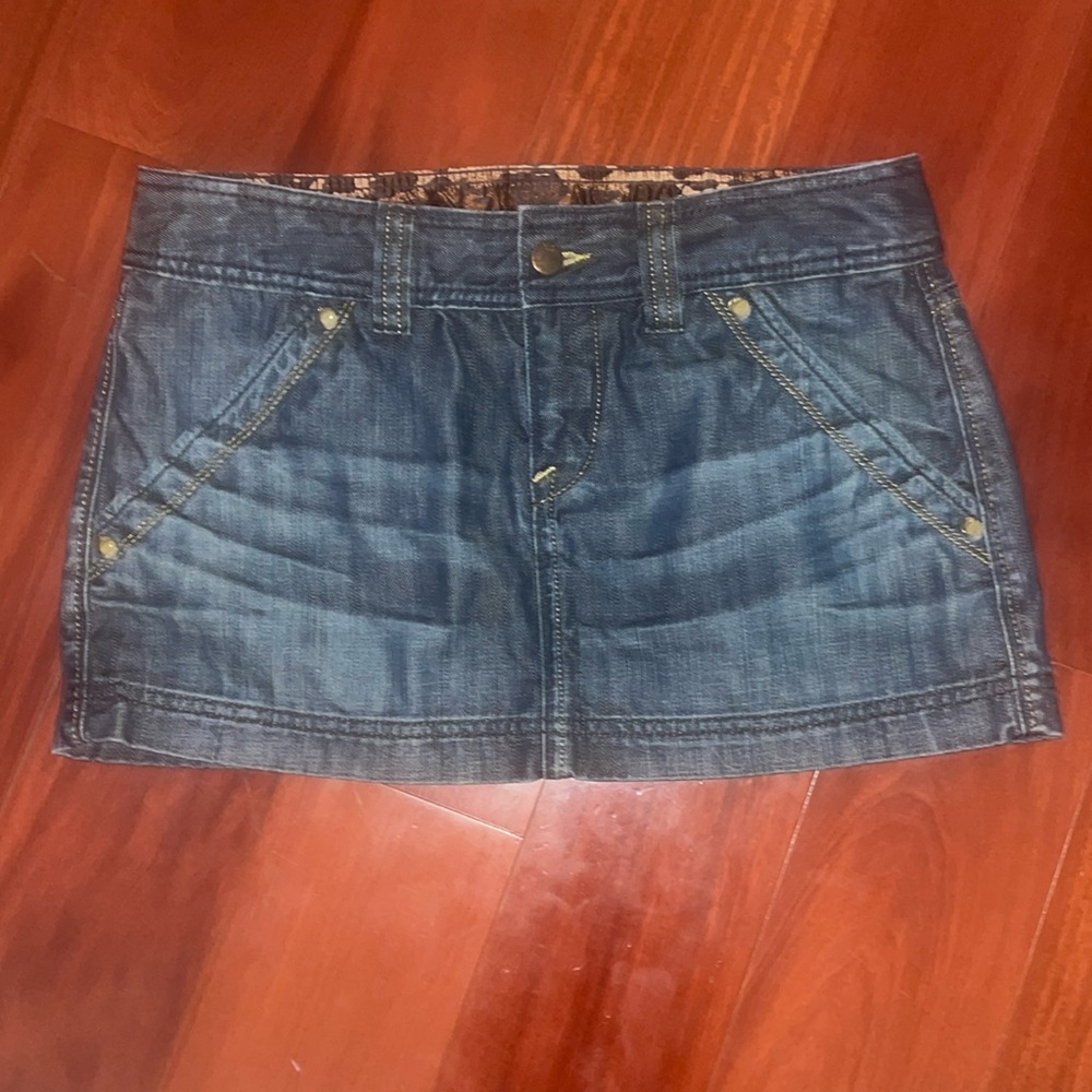 VINTAGE X2 DARK DENIM JEAN MINI SKIRT